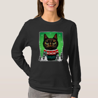 T-shirt Festive Cat Wearing a Christmas Ugly Sweater Kitt