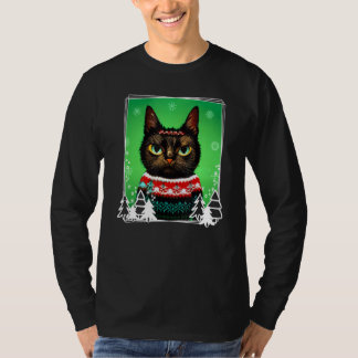 T-shirt Festive Cat Wearing a Christmas Ugly Sweater Kitt