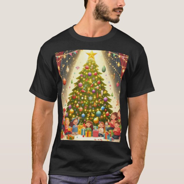 T-shirt Festive Christmas Tree Joy (Devant)