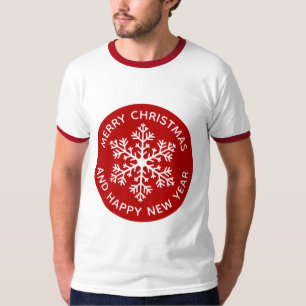 T-shirt Festive Festive aux Flammes de Neige Rouge
