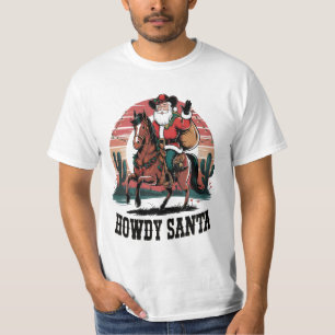 T-shirt Festive Howdy Père Noël Cowboy Style : Wild West T