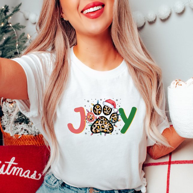 T-shirt Festive Joy Empreinte de léopard Paw Christmas (Créateur téléchargé)