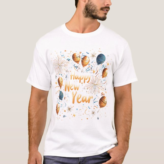 T-shirt Festive Joyeux Nouvel An Balloon Design de fête (Devant)