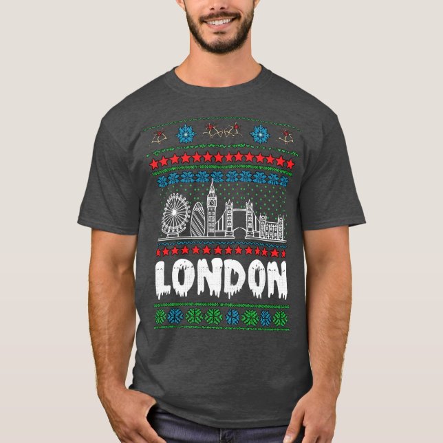 T-shirt Festive Londres Royaume-Uni Noël laid (Devant)