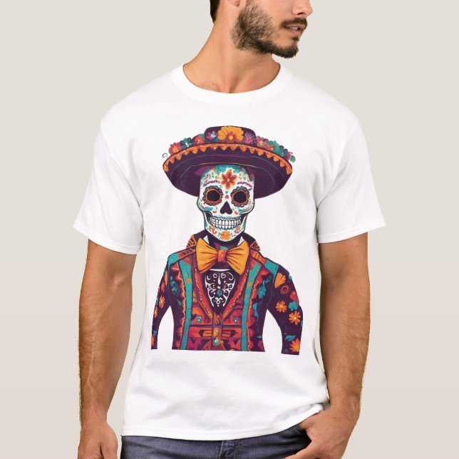 T-shirt Festive Mariachi Skeleton - Jour des morts (Devant)