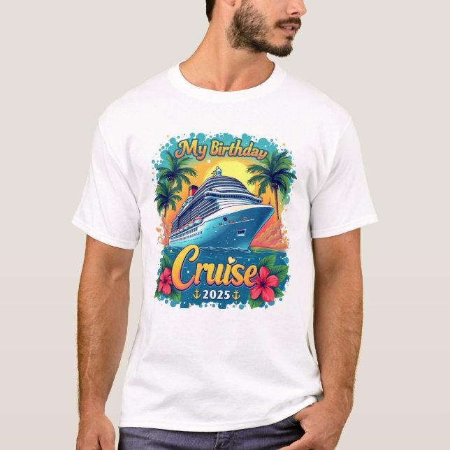 T-shirt Festive My Birthday Cruise Ship Party 2025 (Devant)
