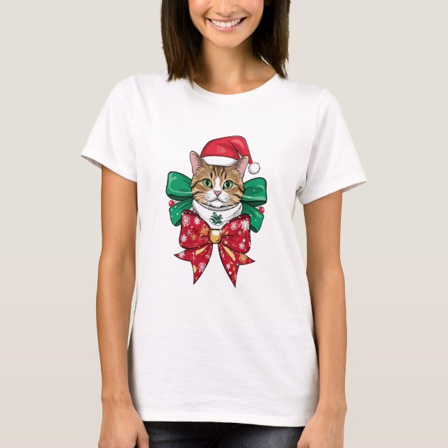 T-shirt Festive Noël de chat (Devant)