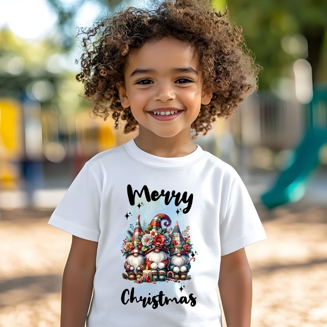 T-shirt Festive Nordic Gnome Trio with Candles and Winter  (Créateur téléchargé)