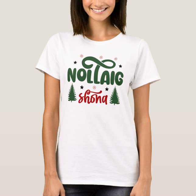 T-shirt Festive rouge et vert Nollaig Shona (Devant)