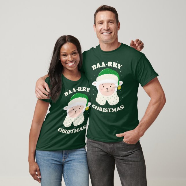 T-shirt Festive Sheep Says Baa-rry Christmas! (Unisexe)