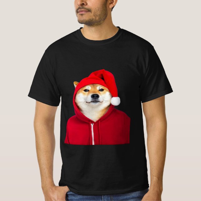T-shirt Festive Shiba Inu à Santa Hat (Devant)