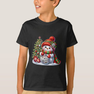 T-shirt Festive Snowman & Tree Applique Christmas Sweatshi