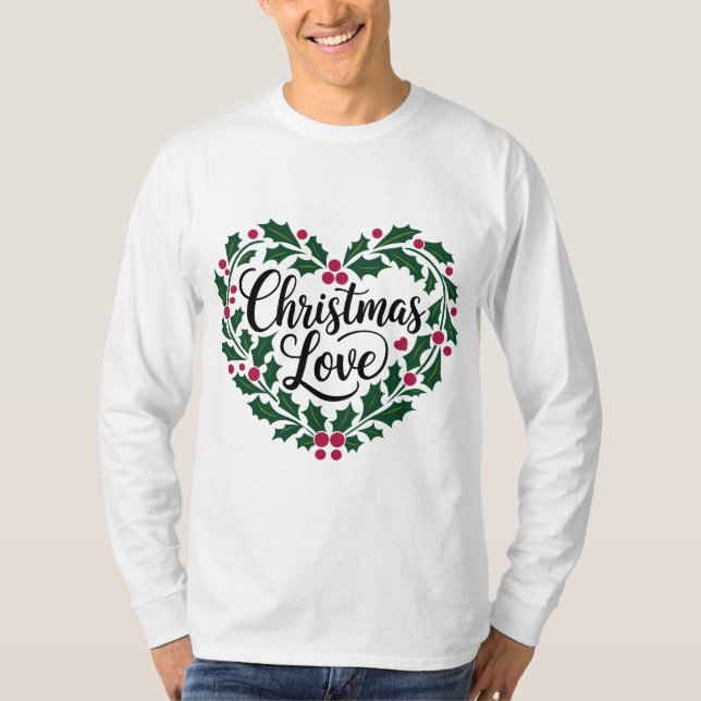 T-shirt Festive Wreath en forme de coeur 'Christmas Love'  (Devant)