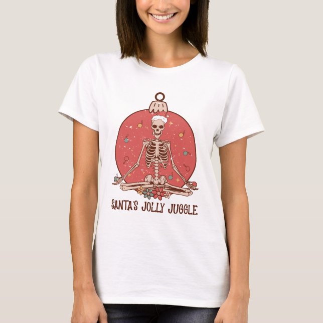 T-shirt Festive Yoga Skeleton 2023 - Unique Holiday Orname (Devant)