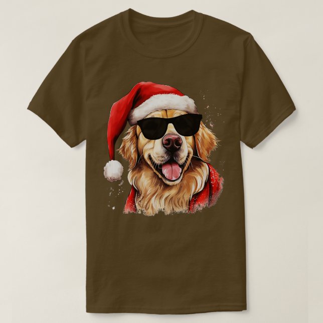 T-shirt Festiver chien d'aquarelle d'Aquarelle Golden Retr (Design devant)