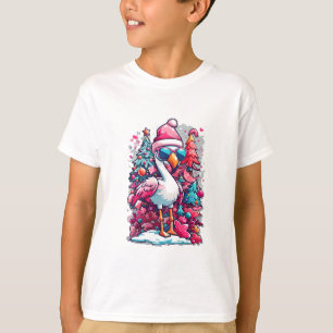 T-shirt Festivités Flamants roses chapeau et lunettes Noël
