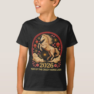 T-shirt Fête 2026 Année de la Dame du Cheval Fou Fille Lun