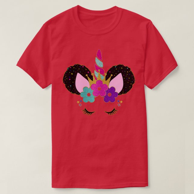 T-shirt Fête Anniversaire Princesse Afro Puffs Unicorn Fac (Design devant)