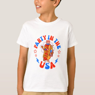 T-shirt Fête Aux Etats-Unis Happy hot dog American Drapeau