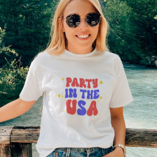 T-shirt Fête Aux États-Unis Rouge Blanc Bleu 4 juillet