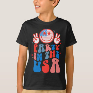 T-shirt Fête Aux Usa Visage Heureux Sourire Drapeau Améric