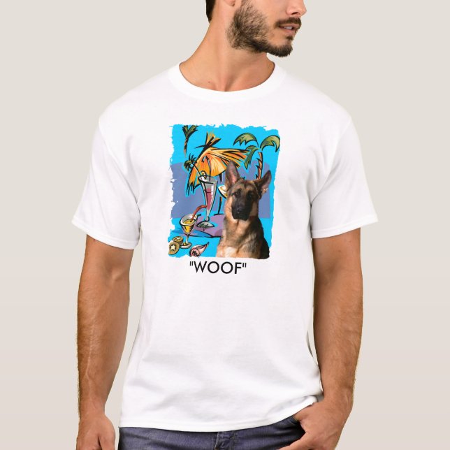 T-shirt Fête avec un Berger Allemand (Devant)