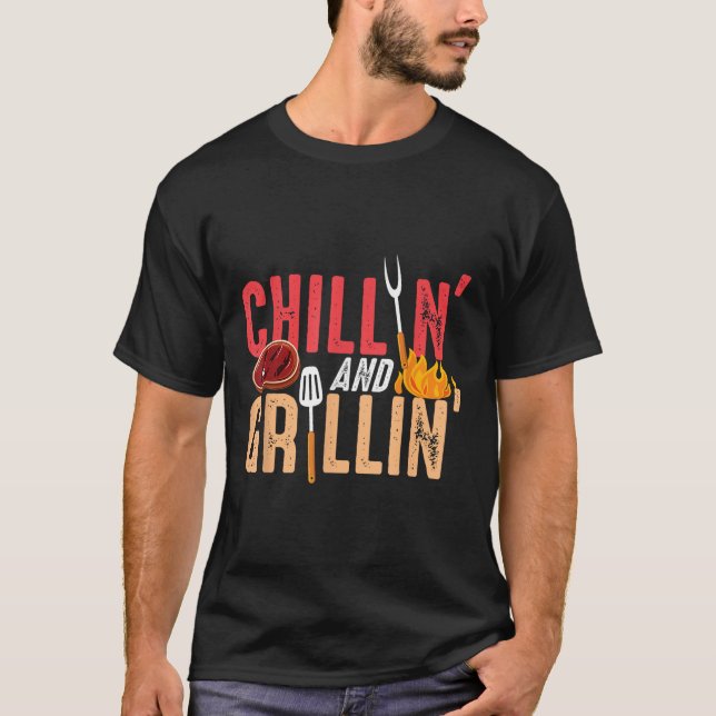 T-shirt Fête Barbecue Chillin Et Grillin (Devant)