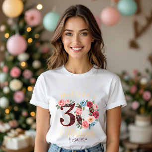 T-shirt fête chic florale de 30e anniversaire