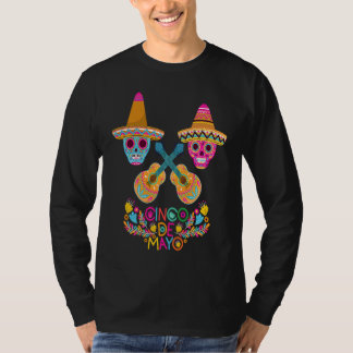 T-shirt Fête Cinq Mai Crâne Mexicain Coloré Femmes