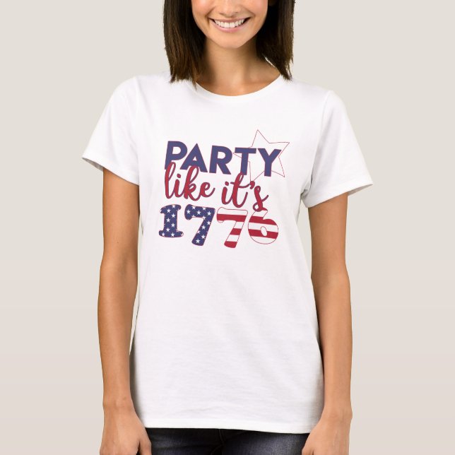 T-shirt Fête comme en 1776 - American Flag Typography (Devant)