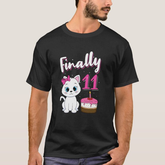 T-shirt Fête d'anniversaire 11 ans Propriétaire de chat de (Devant)