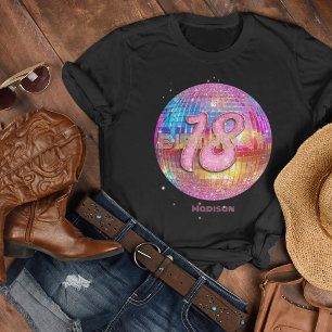 T-shirt Fête d'anniversaire 18 ans Boule disco paillettes