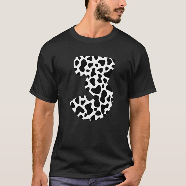 T-shirt Fête d'anniversaire 3 ans thème vache (Devant)