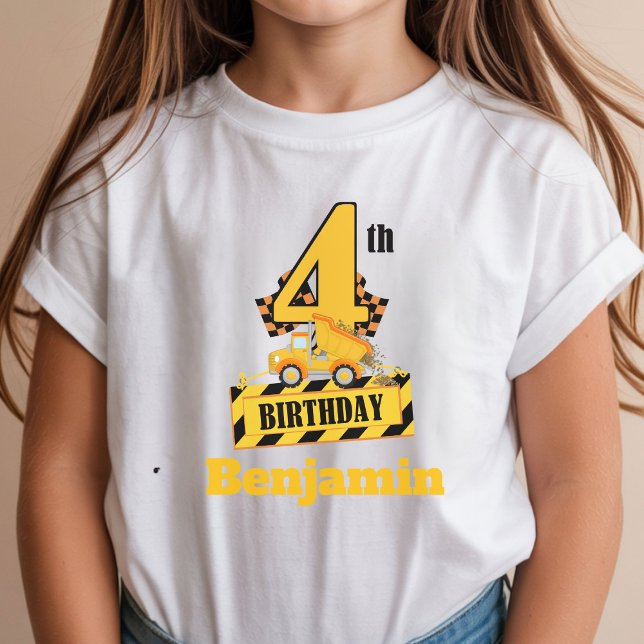 T-shirt Fête d'anniversaire 4 ans thème construction Dump  (Créateur téléchargé)