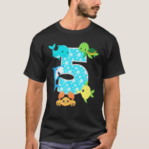 T-shirt Fête d'anniversaire 5 ans Enfant de 5 ans Poissons