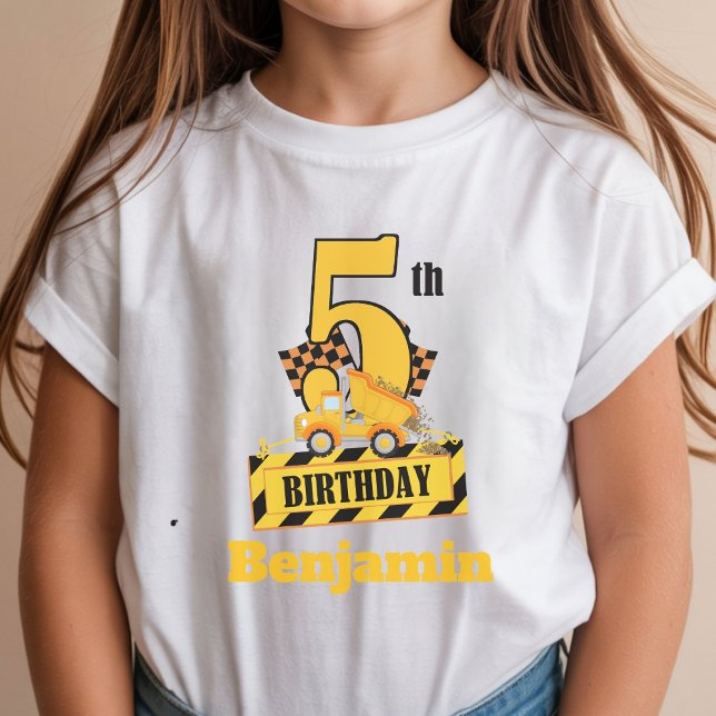 T-shirt Fête d'anniversaire 5 ans thème construction Dump  (Créateur téléchargé)