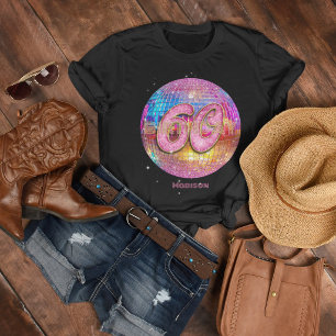 T-shirt Fête d'anniversaire 60 ans Boule disco Paillettes 