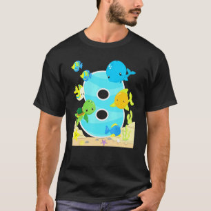 T-shirt Fête d'anniversaire 8 ans 8 ans Aquarium de poisso
