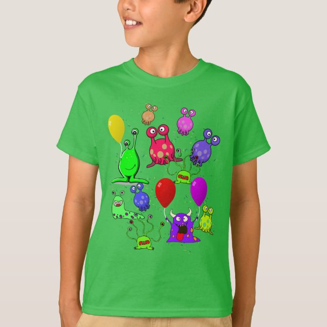 T-shirt Fête d'anniversaire avec Aliens (Devant)