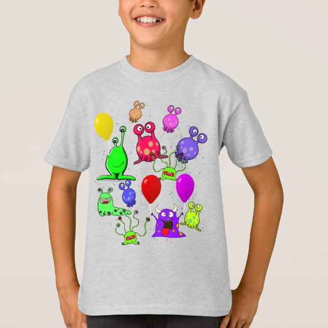 T-shirt Fête d'anniversaire avec Aliens (Devant)