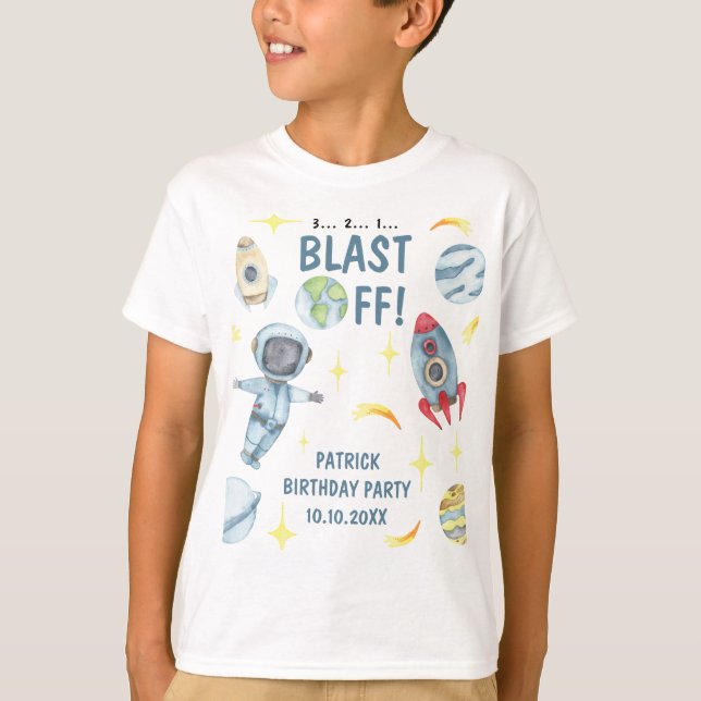 T-shirt Fête d'anniversaire d'astronaute dans l'espace (Devant)