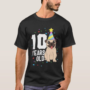 T-shirt Fête d'anniversaire de 10 ans Pug Chien Amant Part