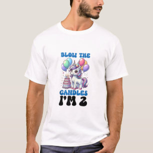 T-shirt Fête d'anniversaire de 2 ans pour enfants licorne 
