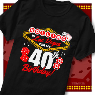 T-shirt Fête d'anniversaire de 40 ans au casino à Las Vega