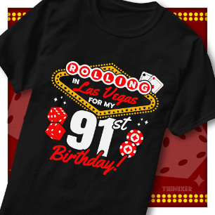 T-shirt Fête d'anniversaire de 91 ans au casino à Las Vega