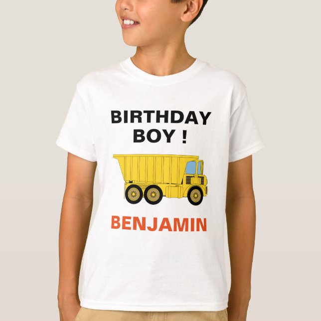 T-shirt Fête d'anniversaire de camion à benne construction (Devant)
