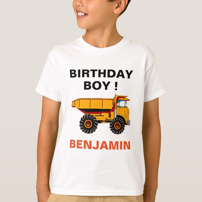 T-shirt Fête d'anniversaire de camion à benne construction (Devant)