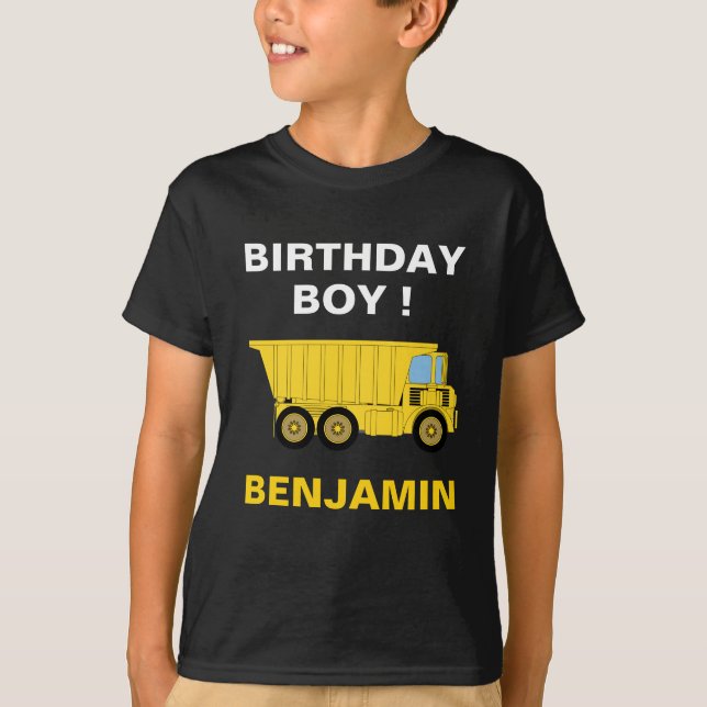 T-shirt Fête d'anniversaire de camion à benne construction (Devant)