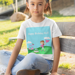 T-shirt Fête d'anniversaire de fille chibi au golf Par-Tee