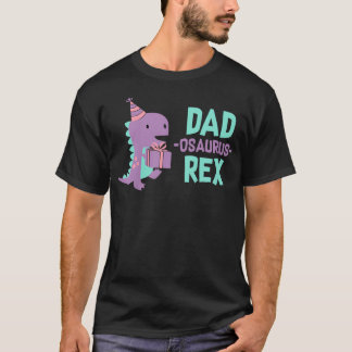 T-shirt Fête d'anniversaire de filles avec papa dinosaure